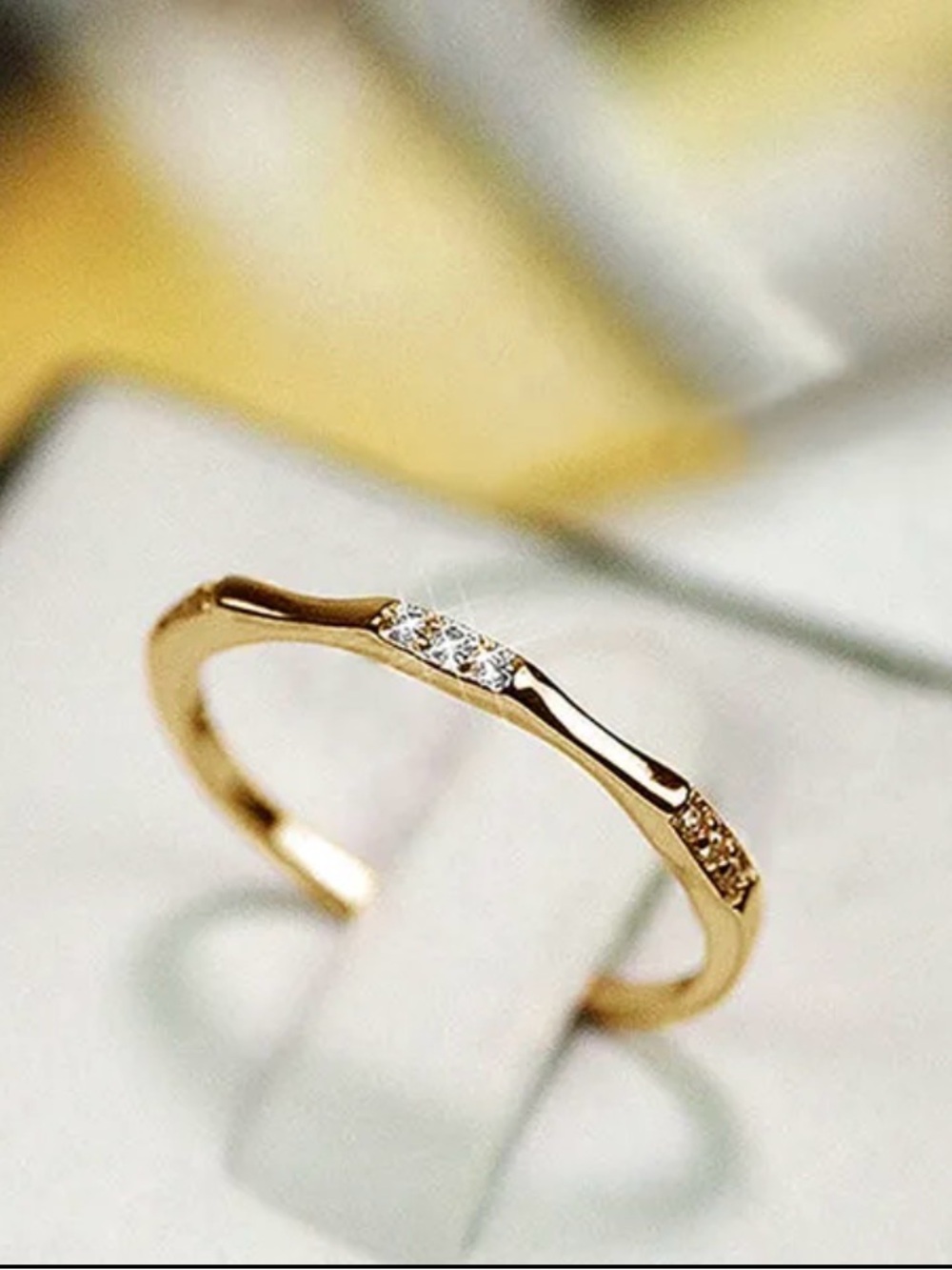 Womenโs Wedding Ring 925 Silver Plated w/ 14 Gold